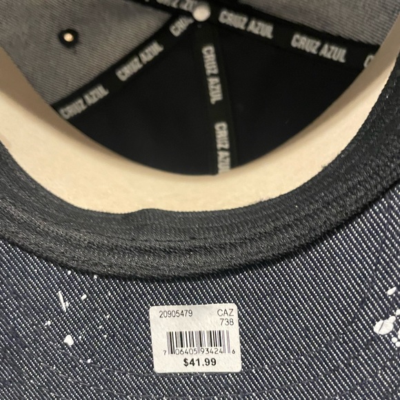 Cruz Azul Fan Ink Hat Football Soccer Navy Paint Splatter Fitted 7 3/8 Cap NEW - Picture 6 of 6